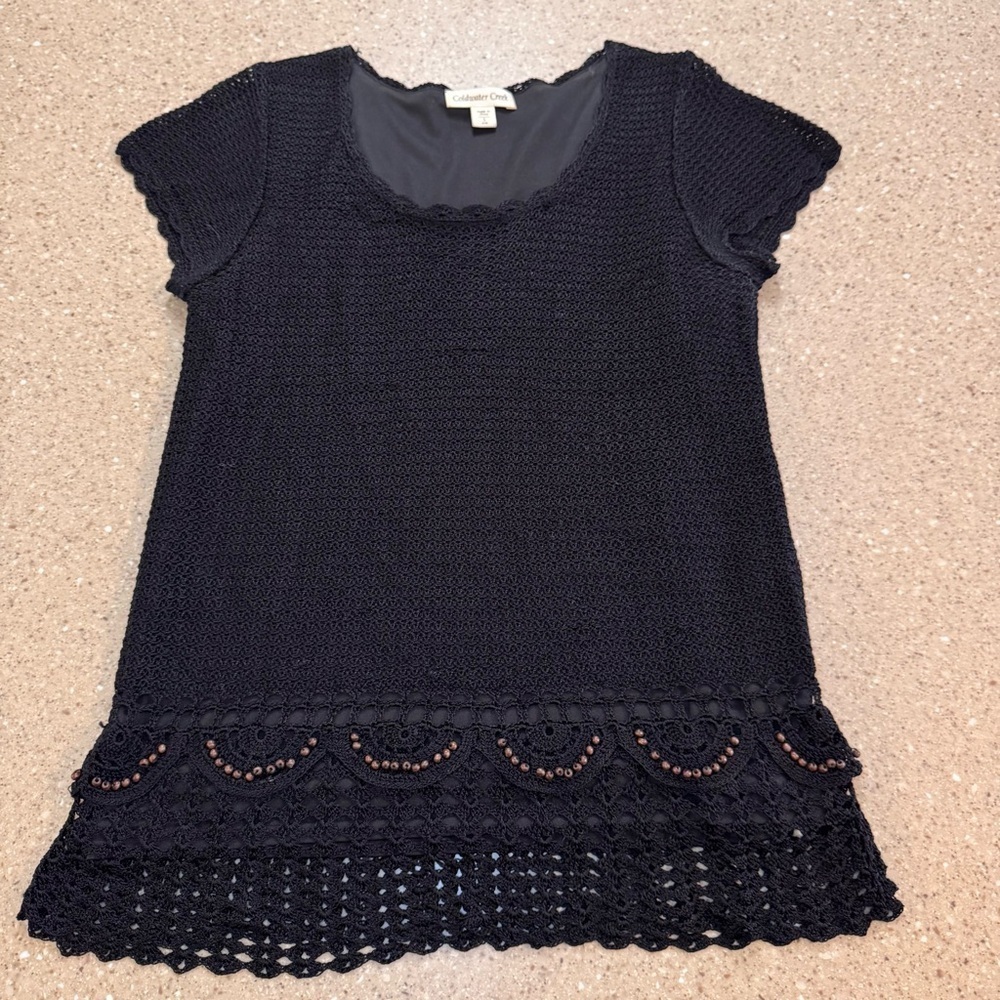 Coldwater Creek Blue Ruffled Cap Sleeve Blouse small